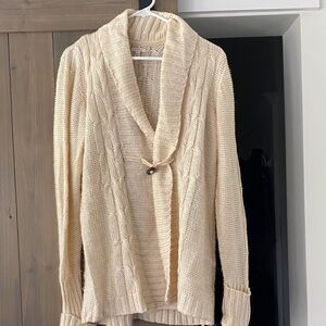 Sonoma Cream Shawl Collar Cable-Knit Cardigan